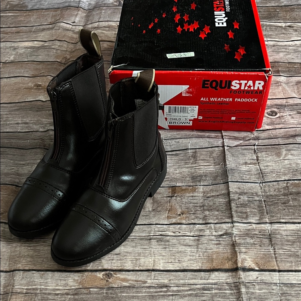 Equistar Girls Size 3 Brown Leather Paddock Boots